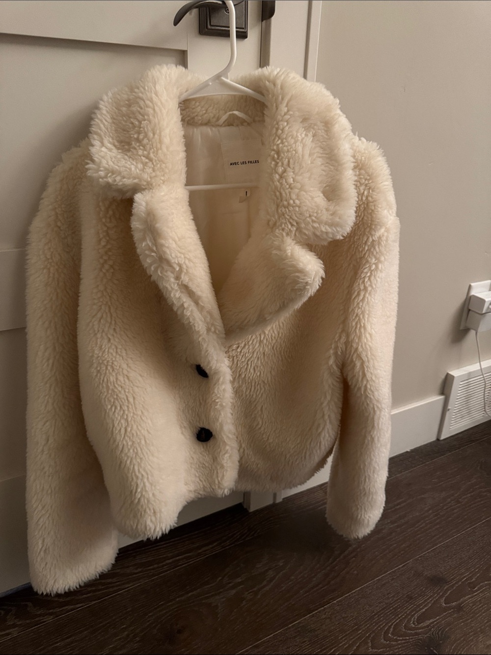 Avec Les Filles Ivory Faux Shearling Teddy Jacket